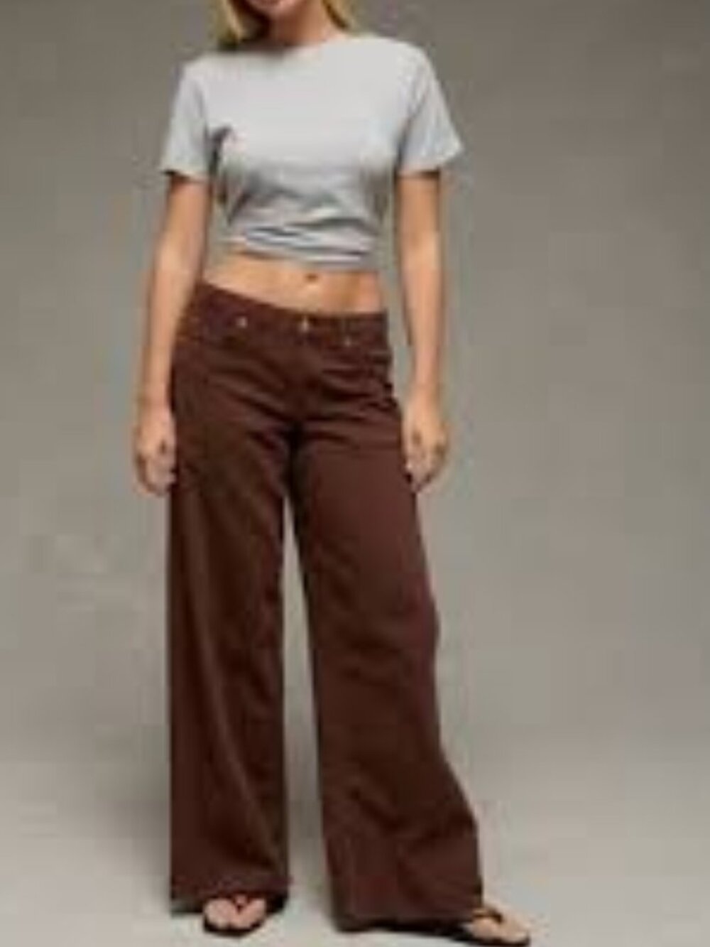 American Eagle Brown Corduroy Low Rise Skater Wide Leg Pants - Size 10